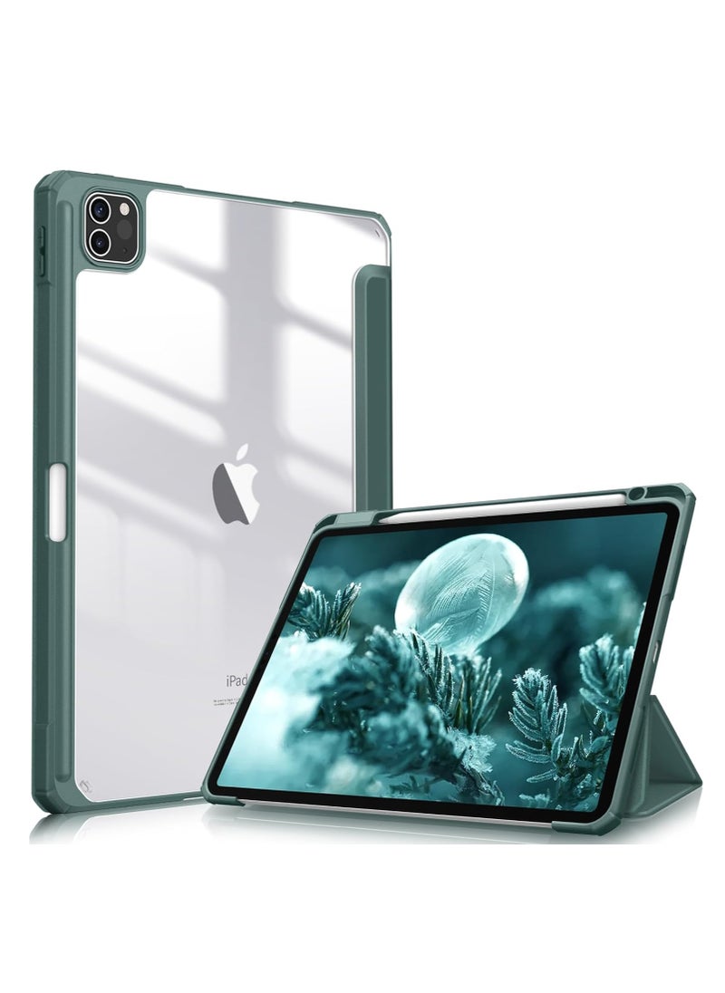 EVO New Compatible with iPad Pro 11 inch Case 2024 M4 with Built-in Pencil Holder, for iPad Pro 11 Case with Hard Clear Back Shell, Support Pencil Pro & Pencil (USB-C), Auto Wake/Sleep,Pine Green  - Image 1