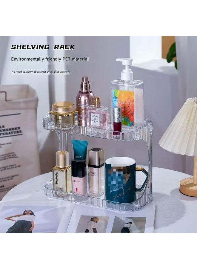 FEELING MALL Cosmetic Self Countertop Makeup Organizer Acrylic Storage for Makeup Brush,Hair Accessories,Jewelry,Skincare Vanity Display Cases, Skin Care Products, Desk Organizer (2 Layer, Clear) - Image 3