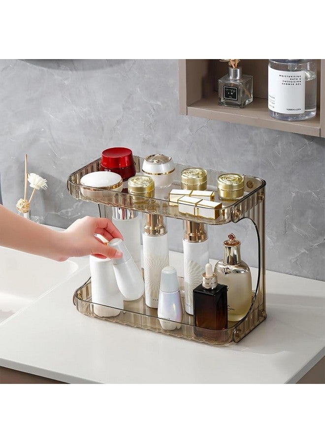 FEELING MALL Cosmetic Self Countertop Makeup Organizer Acrylic Storage for Makeup Brush,Hair Accessories,Jewelry,Skincare Vanity Display Cases, Skin Care Products, Desk Organizer (2 Layer, Clear) - Image 2