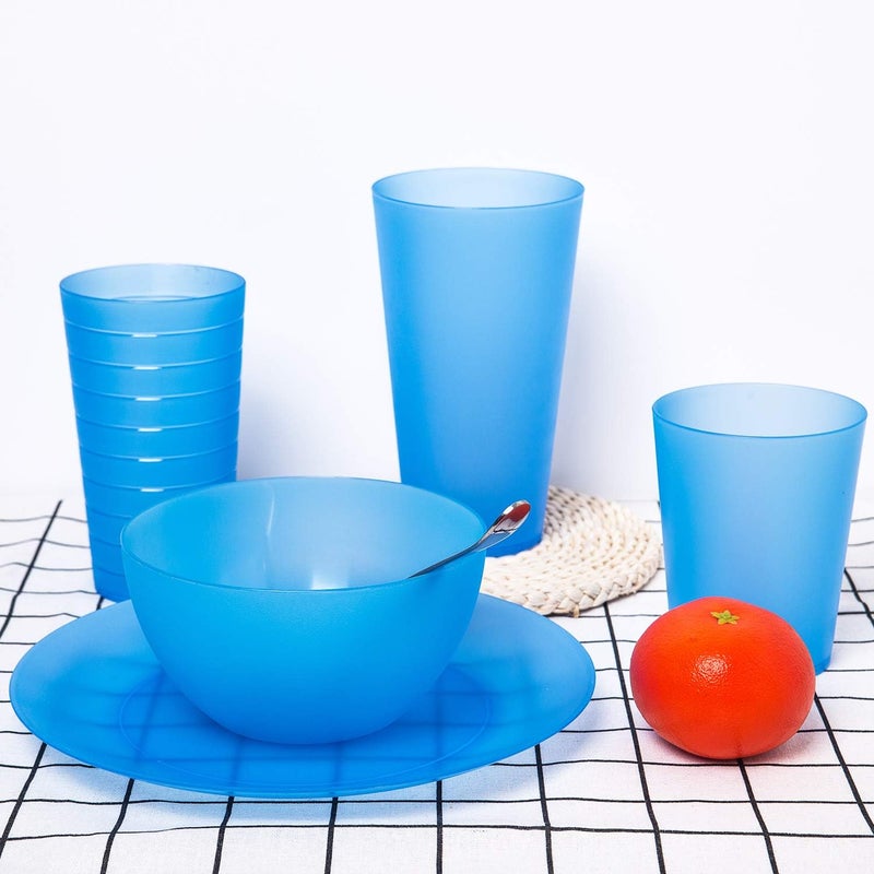 KX-WARE KXWARE Plastic Bowls set of 12  Unbreakable and Reusable 32oz6 inch Plastic CerealSoupSalad Bowls Blue  Dishwasher Safe BPA Free - Image 4