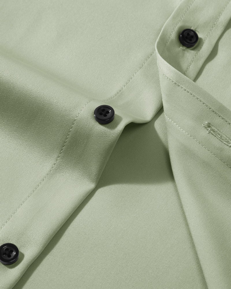 Lusead Sage Green Button Up Shirts Men Stretch Wrinkle Free Formal Business Meeting Long Sleeve Slim Fit Mens Dress Shirts - Image 4