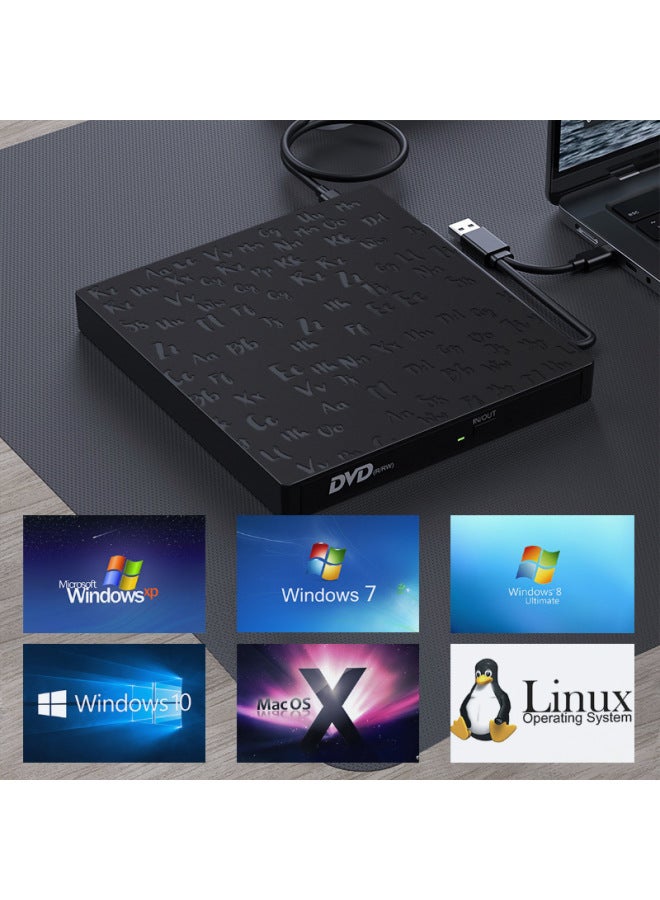 Seven-in-one Usb Drive Dvd Burner External Optical Drive Reading And Engraving Integrated Notebook Computer External CD Burning-Colour:7 In 1 【USB-C*2/USB*2/SD/TF/DC5V】  - Image 5