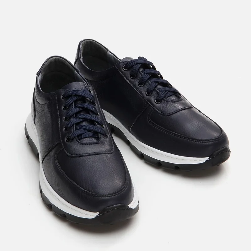 Hotiç 02AYH295890A680 GENUINE Leather Navy Blue Men's Casual Shoes