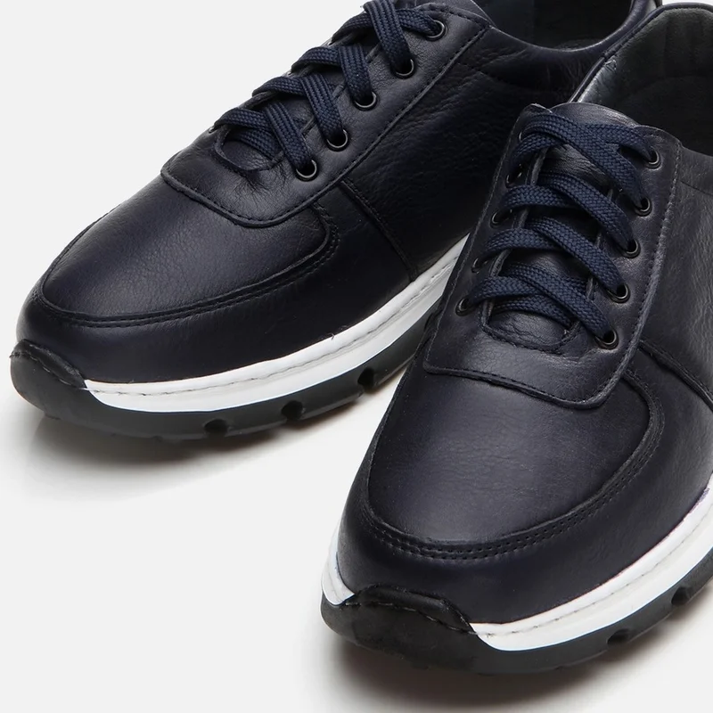 Hotiç 02AYH295890A680 GENUINE Leather Navy Blue Men's Casual Shoes