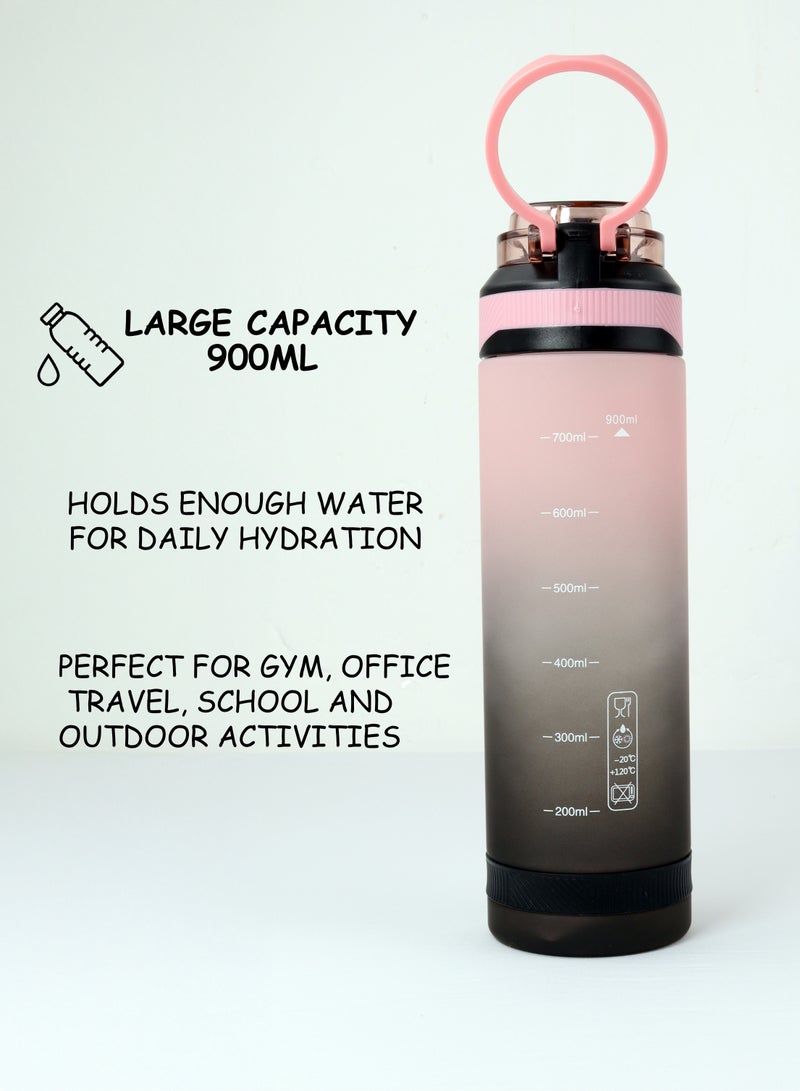 توشيونيكس زجاجة مياه شرب رياضية سعة 900 مل مع مزلاج آمن وغطاء قابل للقفل بلمسة واحدة ومقبض حمل على الغطاء - خالية من مادة BPA، غطاء مانع للتسرب، صديقة للبيئة، بلاستيك، كوب مياه قابل لإعادة الاستخدام للبالغين والأطفال في المدرسة والمكتب والترطيب اليومي والصالة الرياضية واللياقة البدنية والأنشطة الخارجية والرياضة والسفر، زجاجة سعة 30 أونصة - Image 2