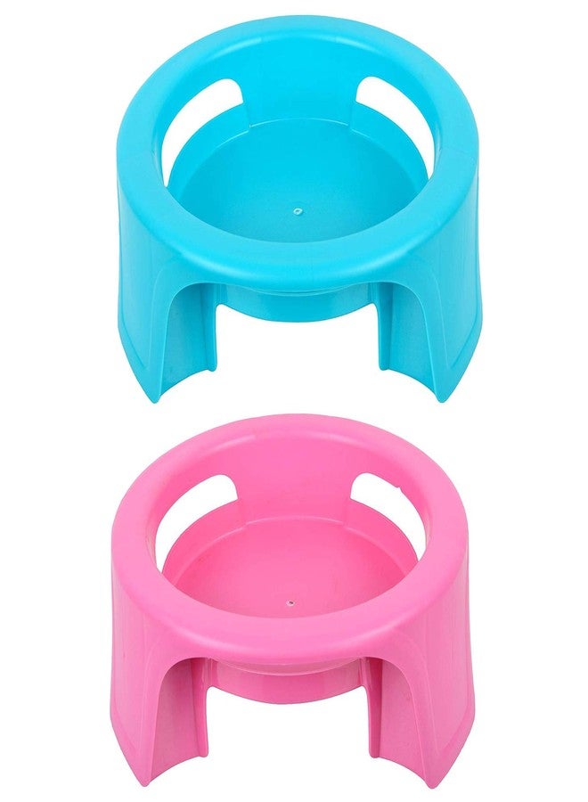 MAGIC SPOON Multipurpose Unbreakable Plastic Matka Stand/Pot Stand (Aqua Green, Pink, Pack of 2) - Image 1