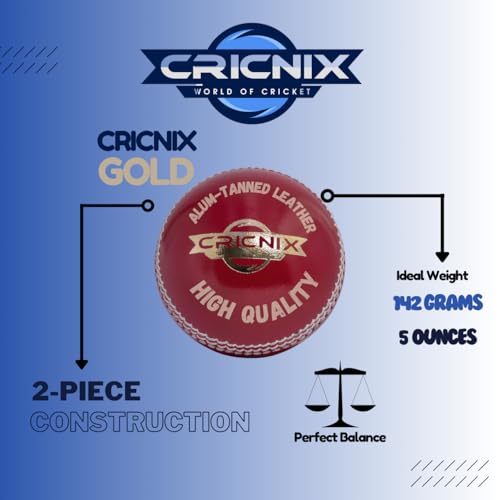 Cricnix Junior Cricket Ball for Cricket Bat | 142g Leather Ball Designed for Net Practice | Red Ball, Pink or White for Sport Outdoor | Multiple Set Options for Junior Cricket Game (Red, 1-Pack) - Image 2