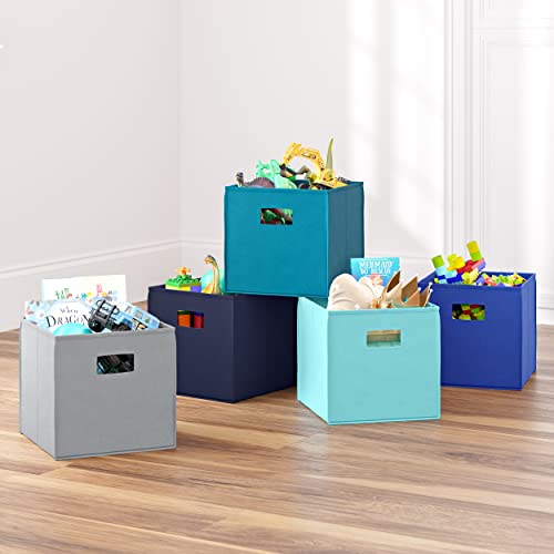RiverRidge Folding Storage Bins with Handles Turquoise Cube Storage Organizer for Closet, Bedroom & Playroom - Closet Organizers and Storage Set of 2 - Image 5