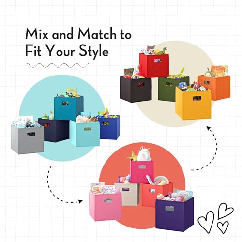 RiverRidge Folding Storage Bins with Handles Turquoise Cube Storage Organizer for Closet, Bedroom & Playroom - Closet Organizers and Storage Set of 2 - Image 2