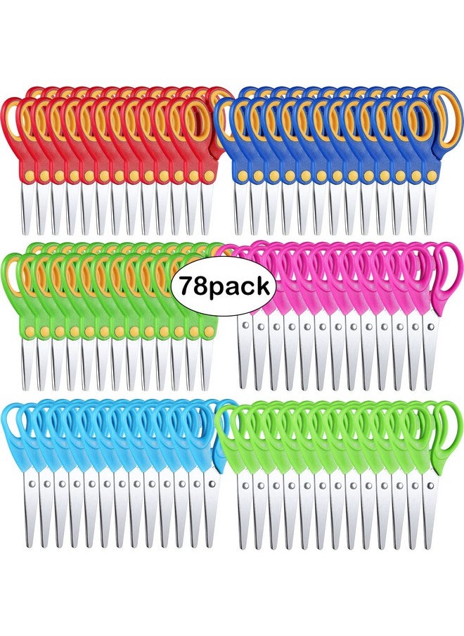 Reginary 78 Pcs Kids Scissors Bulk 5 Inch Student Scissors Children Blunt Tip Safety Scissors Multipurpose Scissors Rounded Tip Child Scissors For Office Home School Craft Suppliesmulticolor  - Image 1