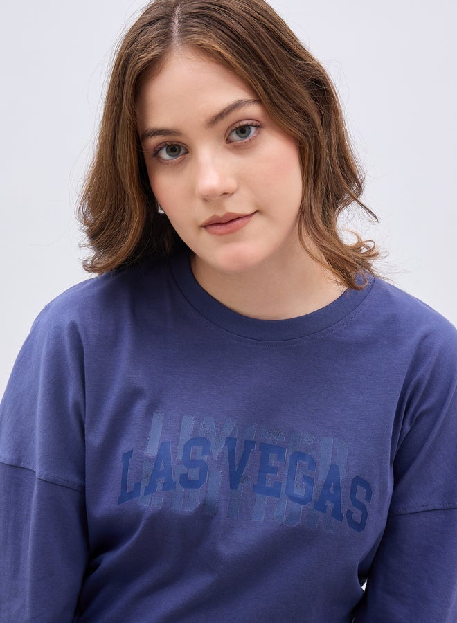 Styli Exaggerated Shoulder Slogan Print Oversized T-Shirt - Image 1