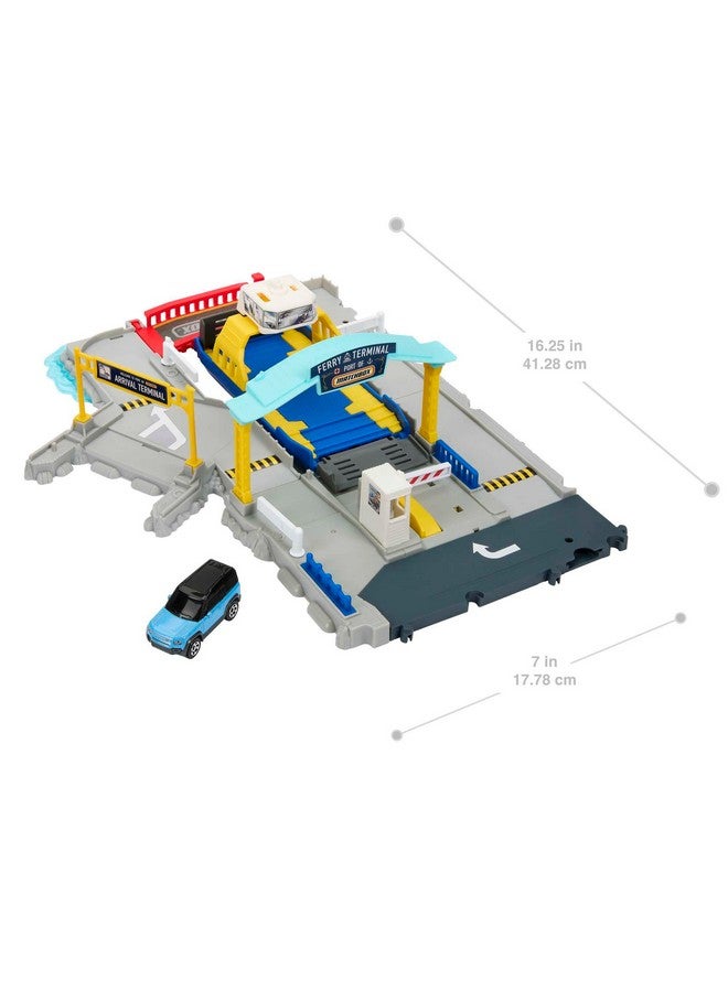 MATCHBOX مجموعة ميناء العبّارة HMH29 من ماتش بوكس مع عبّارة مزودة بعجلات قابلة للفصل، عناصر للتفعيل يدويًا أو بمساعدة سيارة لاند روفر، لعبة للأطفال من 3 سنوات فما فوق - Image 2