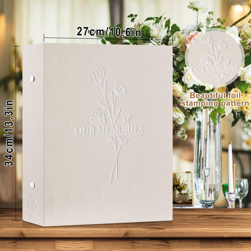 Lanpn Photo Album 6x4 Slip in, OUR MEMORIES Linen 400 Pockets Photo Albums Holds Portrait Only 10x15cm Picture Beige - Image 2