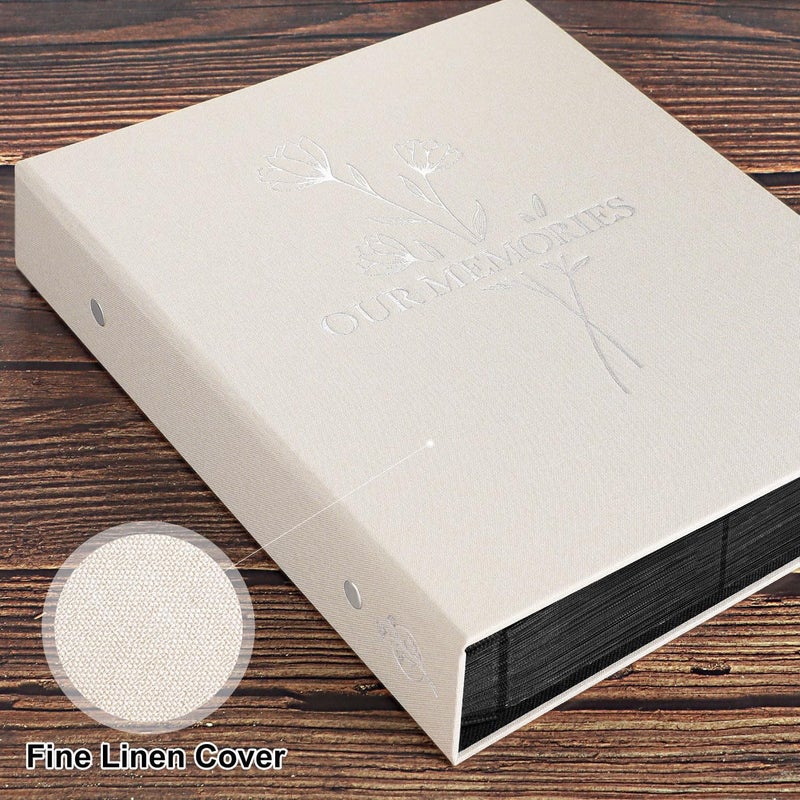 Lanpn Photo Album 6x4 Slip in, OUR MEMORIES Linen 400 Pockets Photo Albums Holds Portrait Only 10x15cm Picture Beige - Image 3