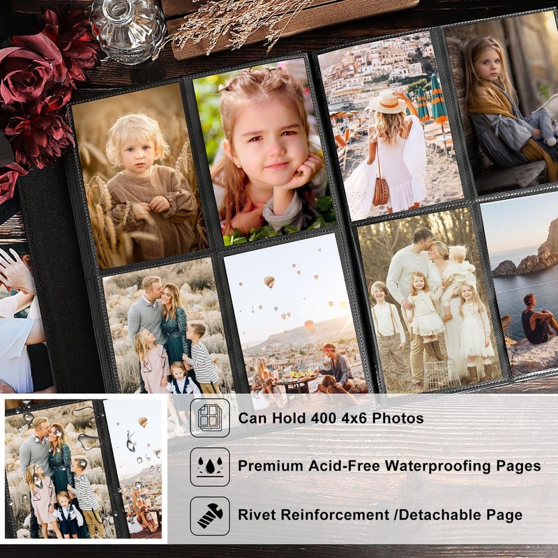Lanpn Photo Album 6x4 Slip in, OUR MEMORIES Linen 400 Pockets Photo Albums Holds Portrait Only 10x15cm Picture Beige - Image 5