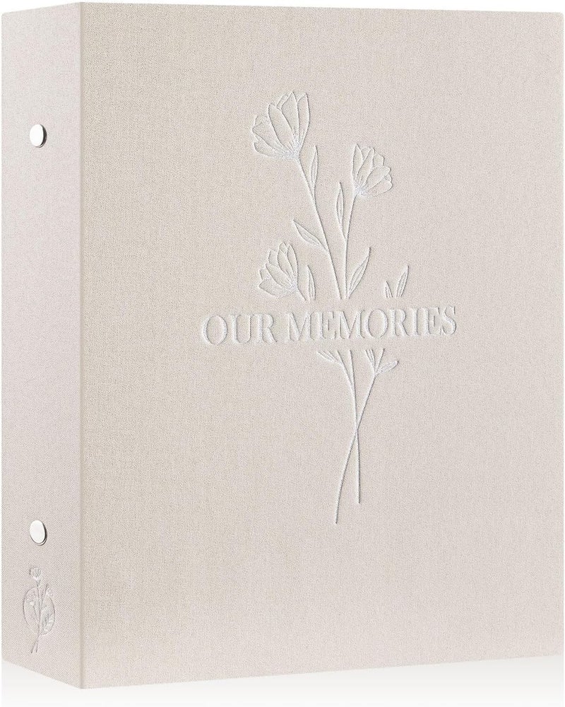 Lanpn Photo Album 6x4 Slip in, OUR MEMORIES Linen 400 Pockets Photo Albums Holds Portrait Only 10x15cm Picture Beige - Image 1