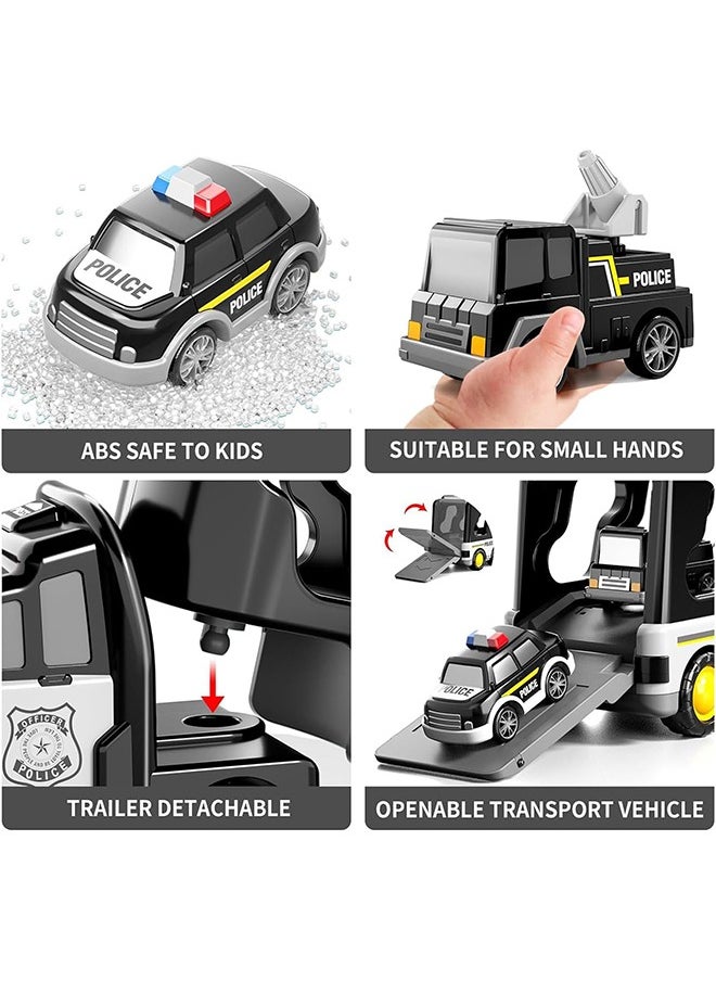 Garlo Police Truck Toys for Toddler 3 4 5 6 Years Old Boys - 5-in-1 Friction Power Emergency Vehicle, Police Car Toy for Toddlers 1-3, Carrier Truck Toys for Kids 3-5, for Girl Age 3-9  - Image 2