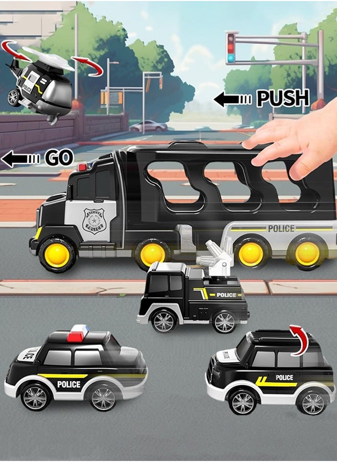 Garlo Police Truck Toys for Toddler 3 4 5 6 Years Old Boys - 5-in-1 Friction Power Emergency Vehicle, Police Car Toy for Toddlers 1-3, Carrier Truck Toys for Kids 3-5, for Girl Age 3-9  - Image 4