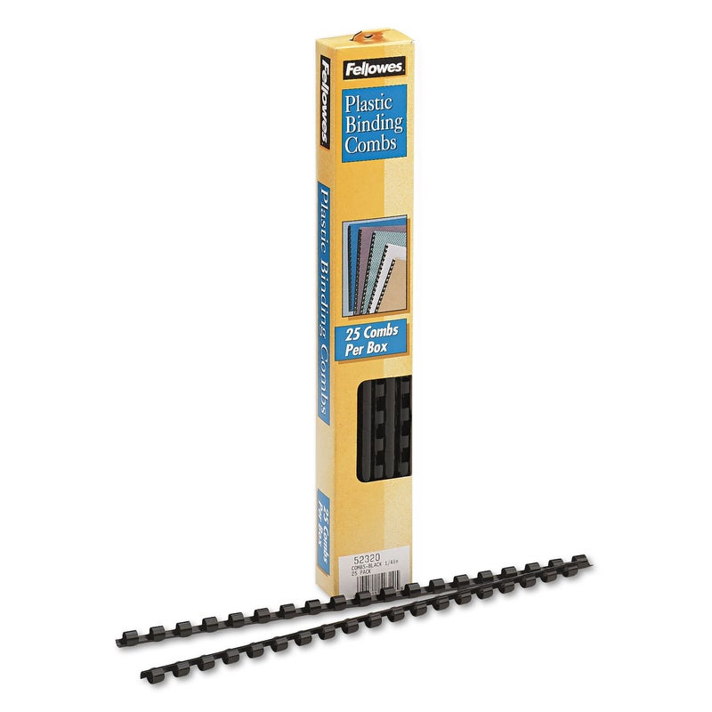 Fellowes 1/4in Black Binding Combs (25 Pack) - Image 3