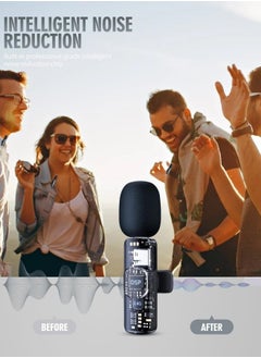 ماركة غير محددة 3 في 1 ميكروفونات لافالير لاسلكية 3 في 1 لأجهزة iPhone و iPad و Android والكاميرا، ميكروفون USB-C، بطارية 7 ساعات، ميكروفون صغير مع خاصية تقليل الضوضاء لتسجيل الفيديو، مدونة فيديو، يوتيوب، تيك توك  - Image 3