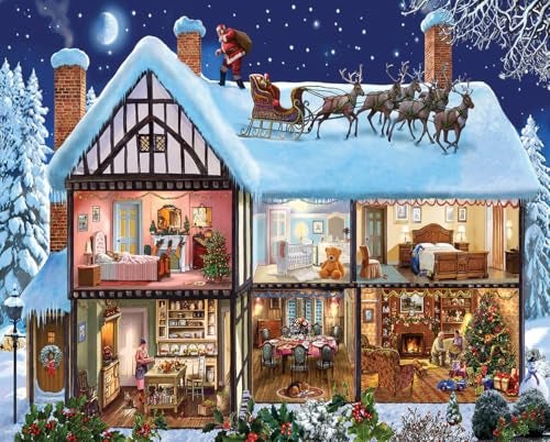 White Mountain Christmas House Jigsaw Puzzle Christmas Puzzles 1000 Pieces for Adults and Families - Image 1