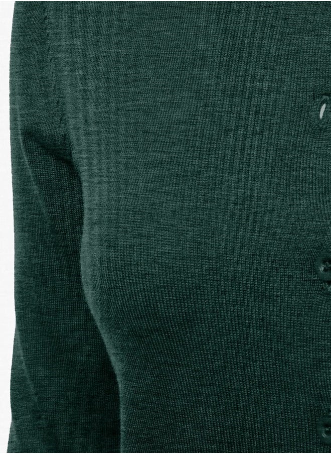 Gothden - Women Basic Lightweight Button Down Crewneck Cardigan Jumper Green - Image 1