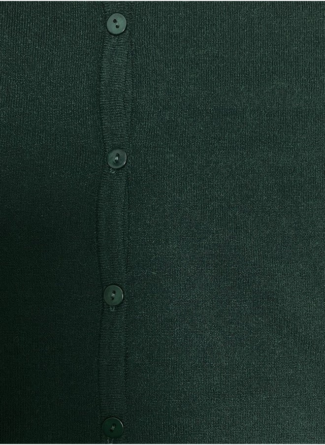 Gothden - Women Basic Lightweight Button Down Crewneck Cardigan Jumper Green - Image 1