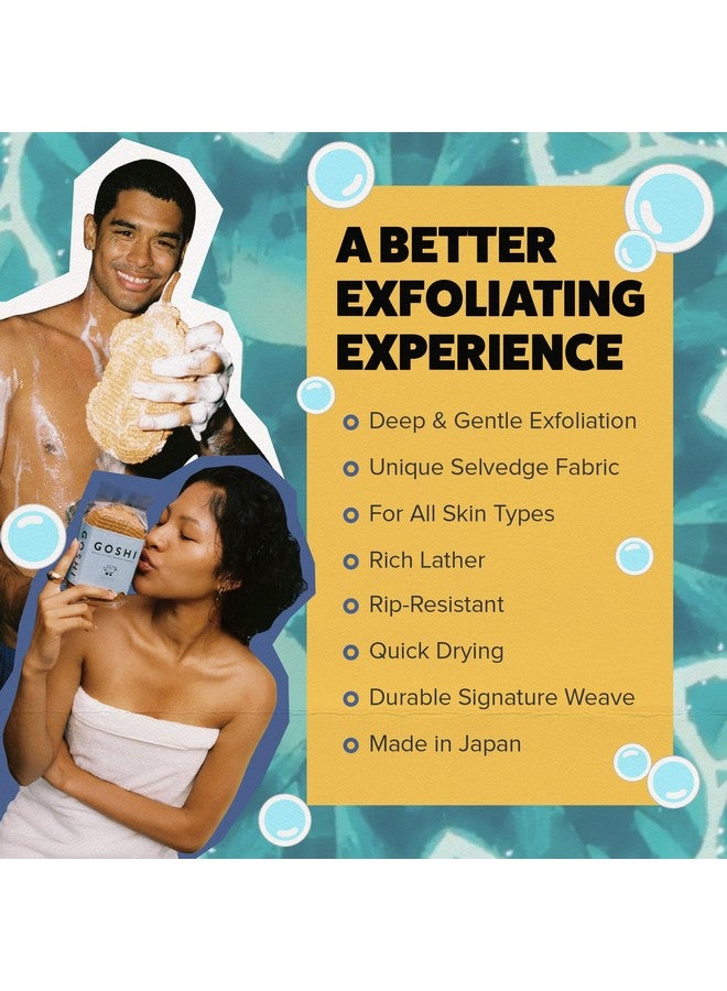 GOSHI Exfoliating Shower Sponge - Rip-Resistant, Rapid-Drying Exfoliating Bath Sponge for All Skin Types - Marigold Yellow - Made in Japan - Image 3