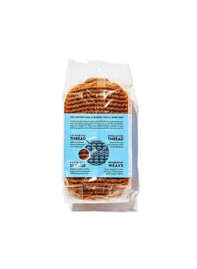 GOSHI Exfoliating Shower Sponge - Rip-Resistant, Rapid-Drying Exfoliating Bath Sponge for All Skin Types - Marigold Yellow - Made in Japan - Image 2