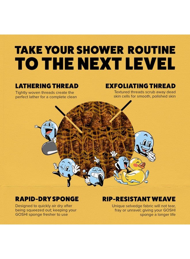 GOSHI Exfoliating Shower Sponge - Rip-Resistant, Rapid-Drying Exfoliating Bath Sponge for All Skin Types - Marigold Yellow - Made in Japan - Image 5