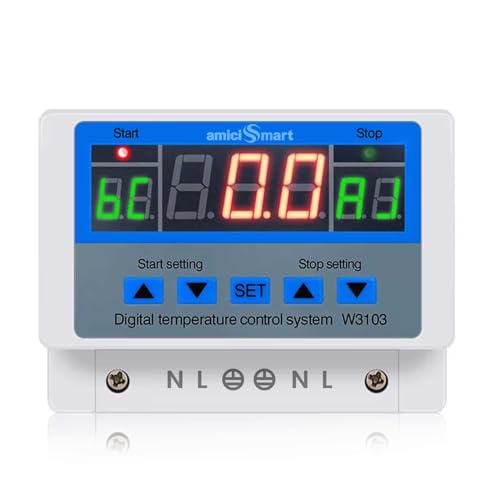amiciSmart W3103 Digital Temperature Controller 230V AC | 30A Thermostat Switch with Sensor | -19 to 99℃ Temp Control | 5000W Output for Industrial & Home Use - Image 1