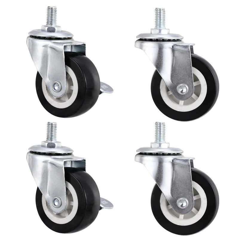 4Pcs Heavy Duty Industrial Casters with Brake Swivel Stem Wheels for Furniture Carts and Equipment - Image 2