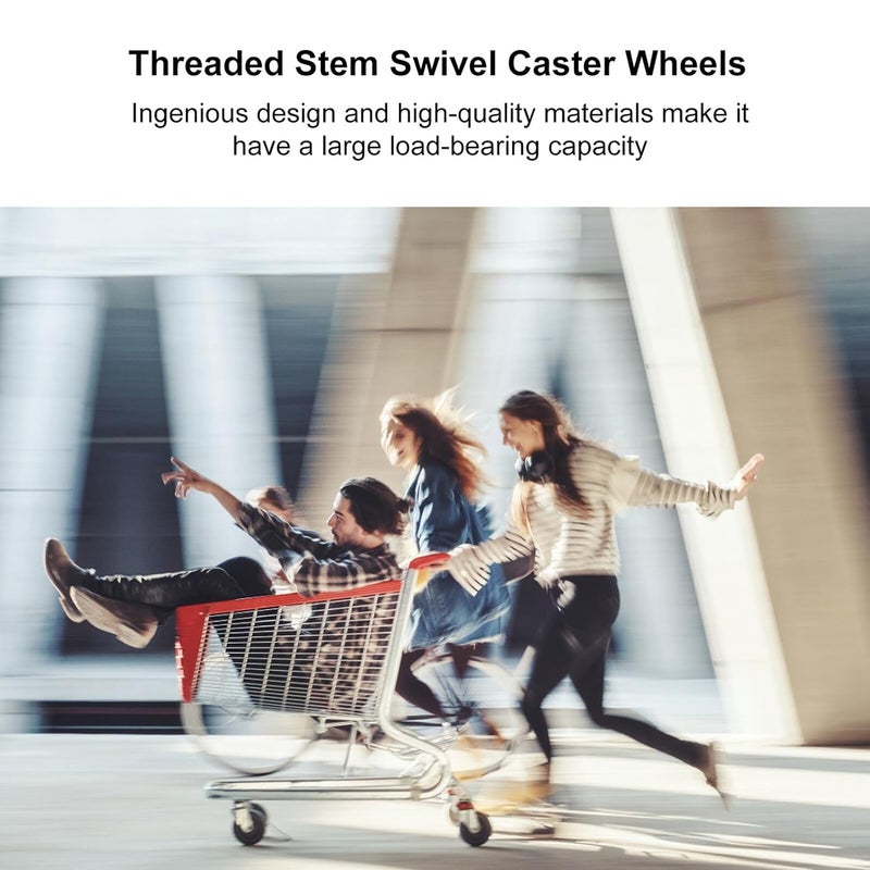 4Pcs Heavy Duty Industrial Casters with Brake Swivel Stem Wheels for Furniture Carts and Equipment - Image 4