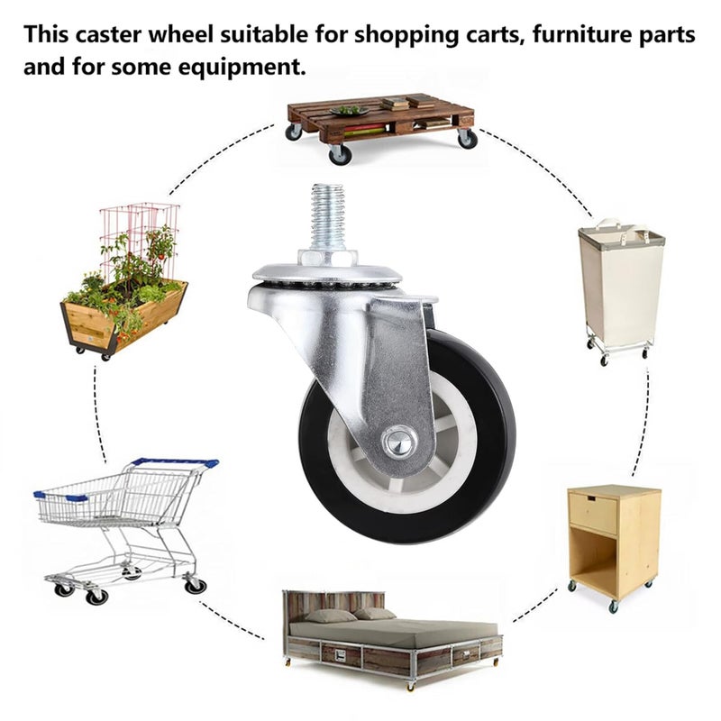 4Pcs Heavy Duty Industrial Casters with Brake Swivel Stem Wheels for Furniture Carts and Equipment - Image 5