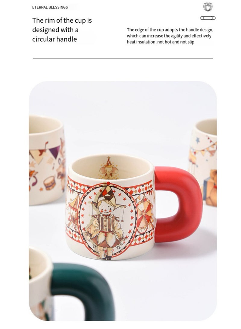 CUNUUDOOL Ceramic coffee Mug, Cute Circus Pattern Tea Cup , 550ml Large Capacity Water Cup for Office And Home, Gift Box For Birthday Gifts. - Image 4