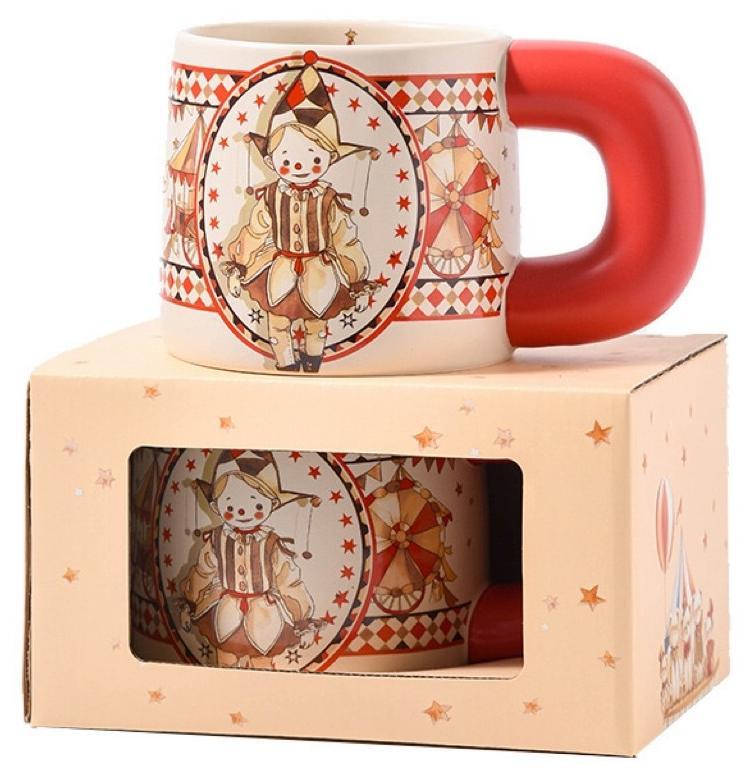 CUNUUDOOL Ceramic coffee Mug, Cute Circus Pattern Tea Cup , 550ml Large Capacity Water Cup for Office And Home, Gift Box For Birthday Gifts. - Image 1