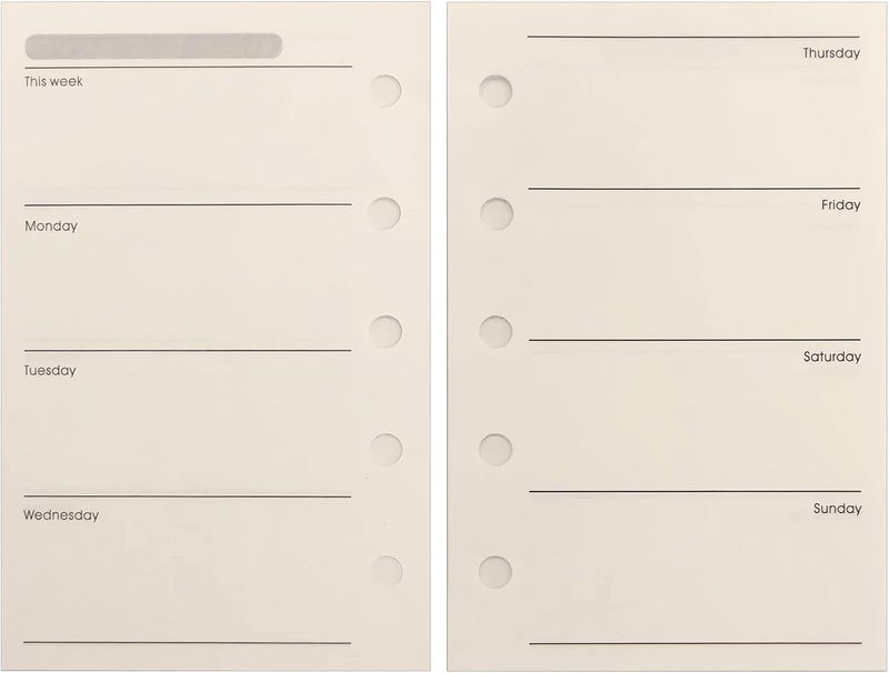 Rack friendly 1 Pack A8 40 Sheets/80 Pages Weekly Planner Loose Leaf Punched Paper Refills Paper for 5 Hole Binder Personal Organizer Diary Notebook Refillable Planner Integrated practical design - Image 2