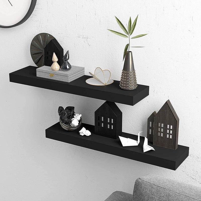 OGNIJA OGNIJA Solid SHEESHAM Wood Set of 3 20 in Floating ShelfWall ShelfDecor Wall Mounted ShelvesHanging Shelf Set for Bathroom Kitchen LivingKitchenRoom Bedroom StorageBlack - Image 5