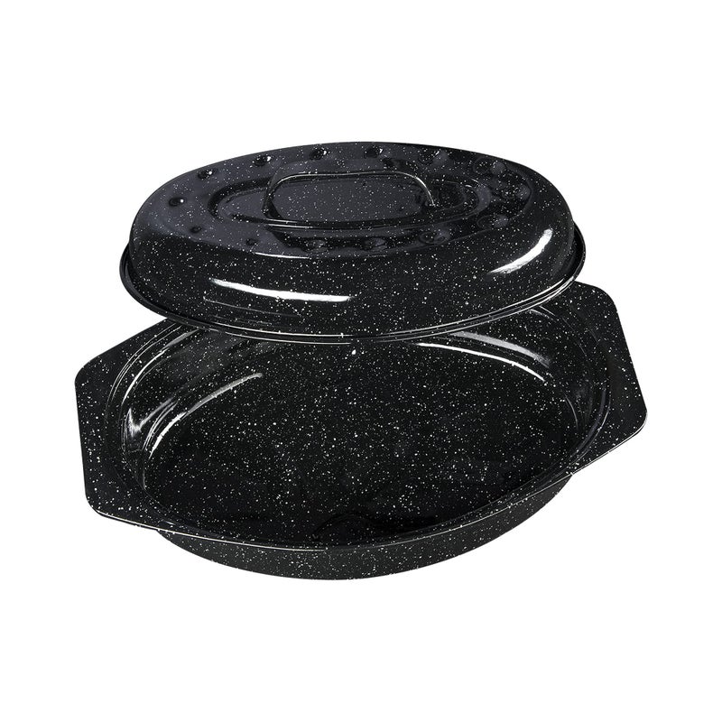 Granite Ware 13-inch oval roaster with Lid. Enameled steel design to accommodate up to 7 lb poultry/roast. Resists up to 932°F. Ideal for preparing meals for two! - Image 2