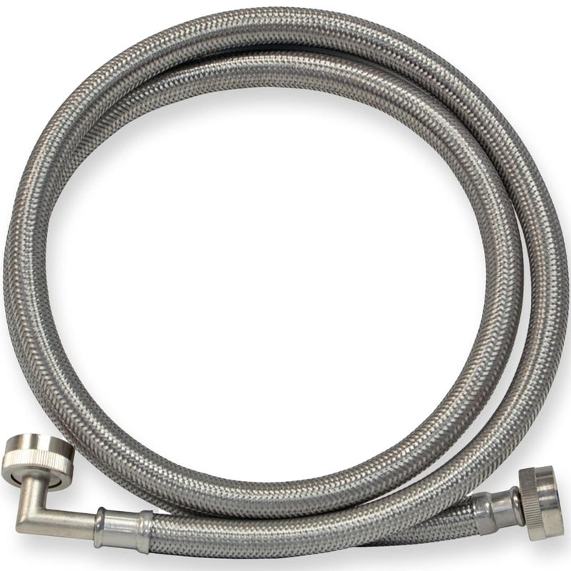 Eastman Eastman Washing Machine Connector, 3/4 Inch FHT Connection, 90 Degree Elbow, 6 Foot Braided Stainless Steel Washing Machine Hoses, 48375  - Image 1