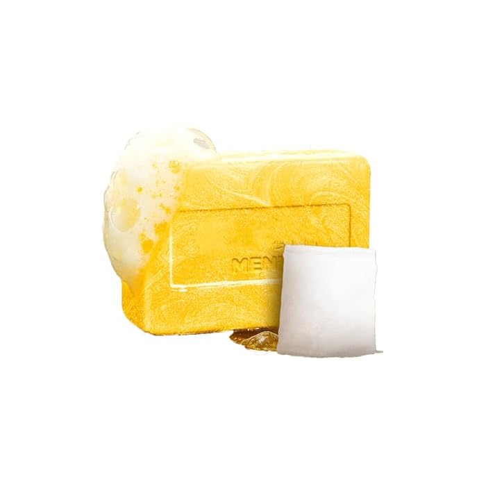 Gold Mens Bar Bath Soap for Body and Face, Oil Control Cleansing, Rich Foam, Moisturizing, Rejuvenating Skin, with Aloe Extract & Witch Hazel Gentle Formula, with a Foaming Net Vegan, Gold