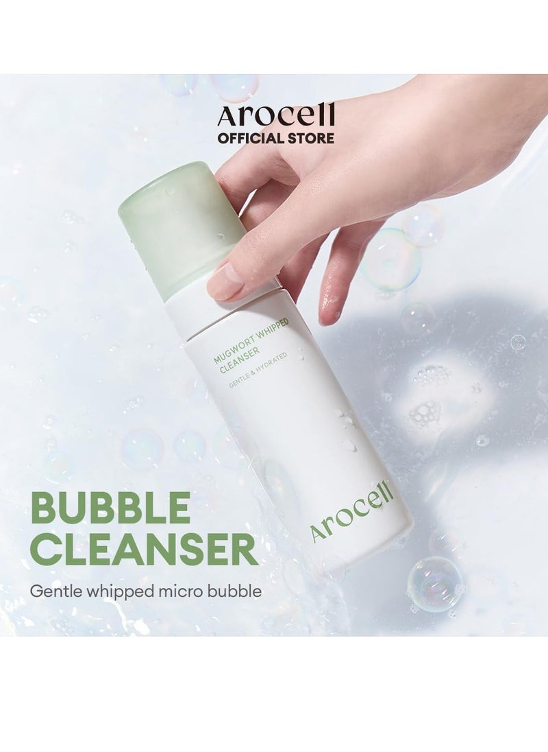 AROCELL AROCELL Mugwort Whipped Micro Bubble Foaming Cleanser with Hyaluronic Acid Gentle Mild Cleansing Face Wash Makeup Remover Hydrating Fragrance Free Korean Skincare  - Image 4
