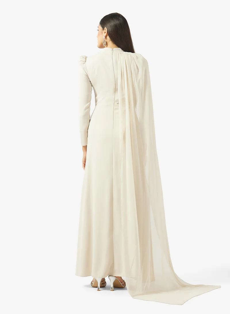 اكاديا فاشن SHAWL DETAILS CREPE CHIFFON DRESS