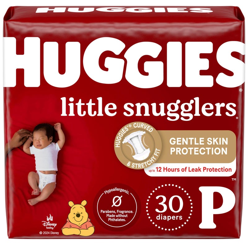 HUGGIES حفاضات هاجيز لحديثي الولادة، حفاضات ليتل سنجلرز للأطفال، حجم بريمي (حتى 6 أرطال)، 30 قطعة - Image 1