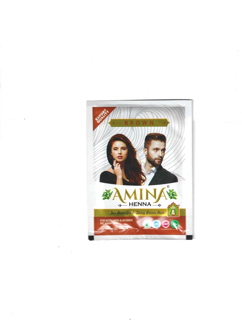 Amina Henna Hair Colour Natural Henna Organic Brown 6 Packet x 10 gm - Image 2