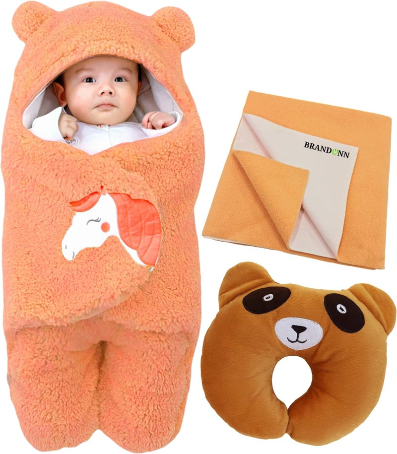 BRANDONN Baby Blanket Newborn Gift Pack of Swaddle Wrapper, 0-9 Months, Length 68 cm x Width 68 cm - Image 1