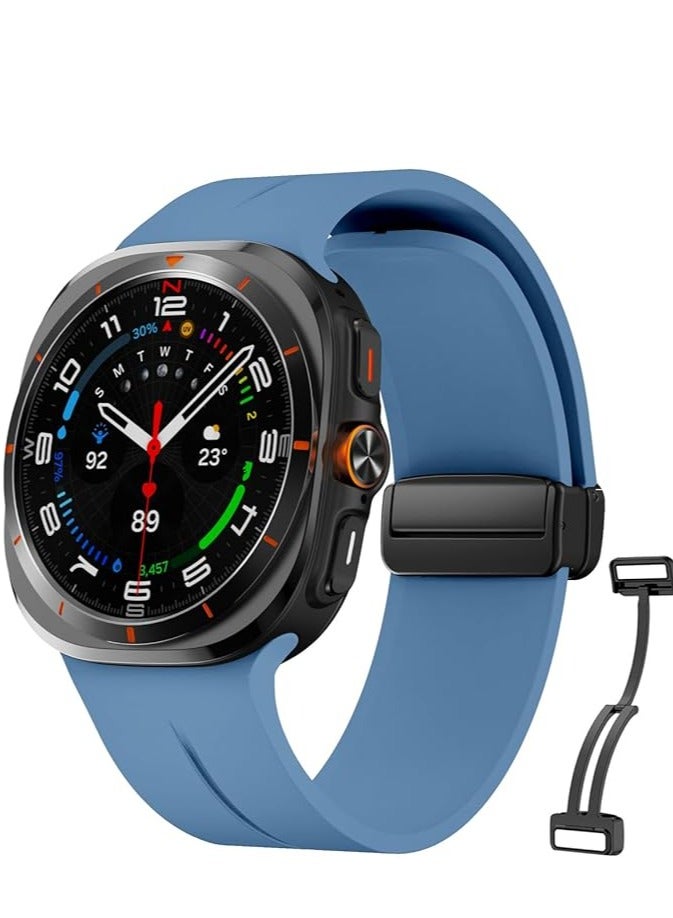 Watch For Samsung Galaxy Watch Ultra 47mm (2024) Soft Silicone Sport Strap With Magnetic Buckle - Official Blue - Image 1