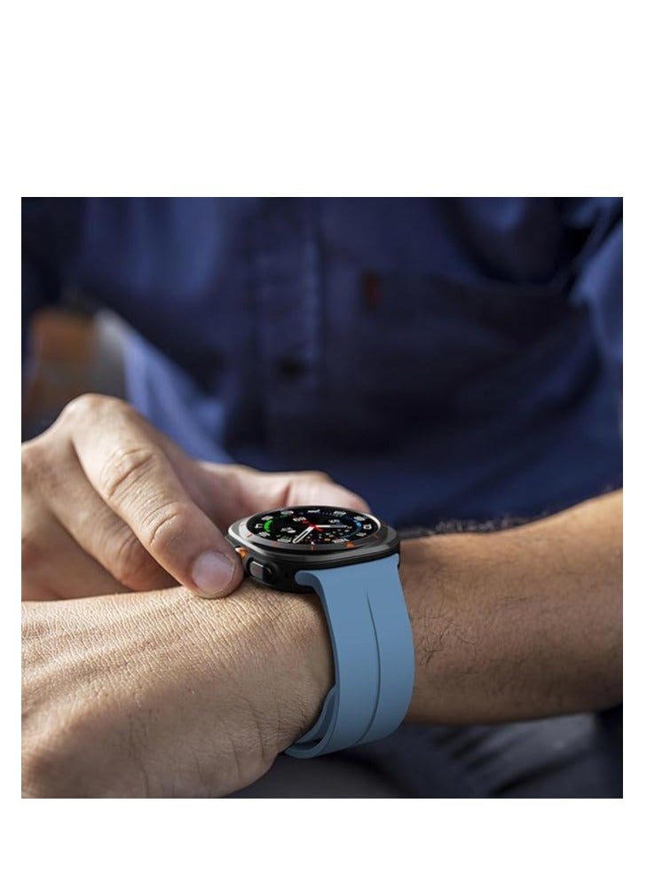 Watch For Samsung Galaxy Watch Ultra 47mm (2024) Soft Silicone Sport Strap With Magnetic Buckle - Official Blue - Image 3