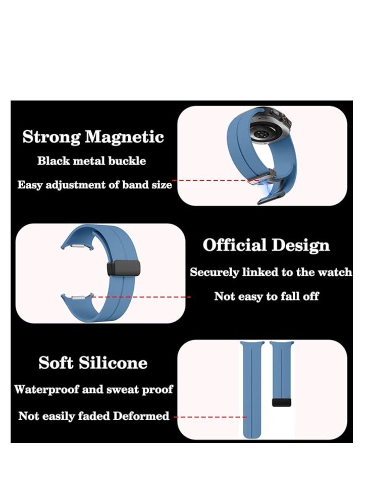 Watch For Samsung Galaxy Watch Ultra 47mm (2024) Soft Silicone Sport Strap With Magnetic Buckle - Official Blue - Image 2