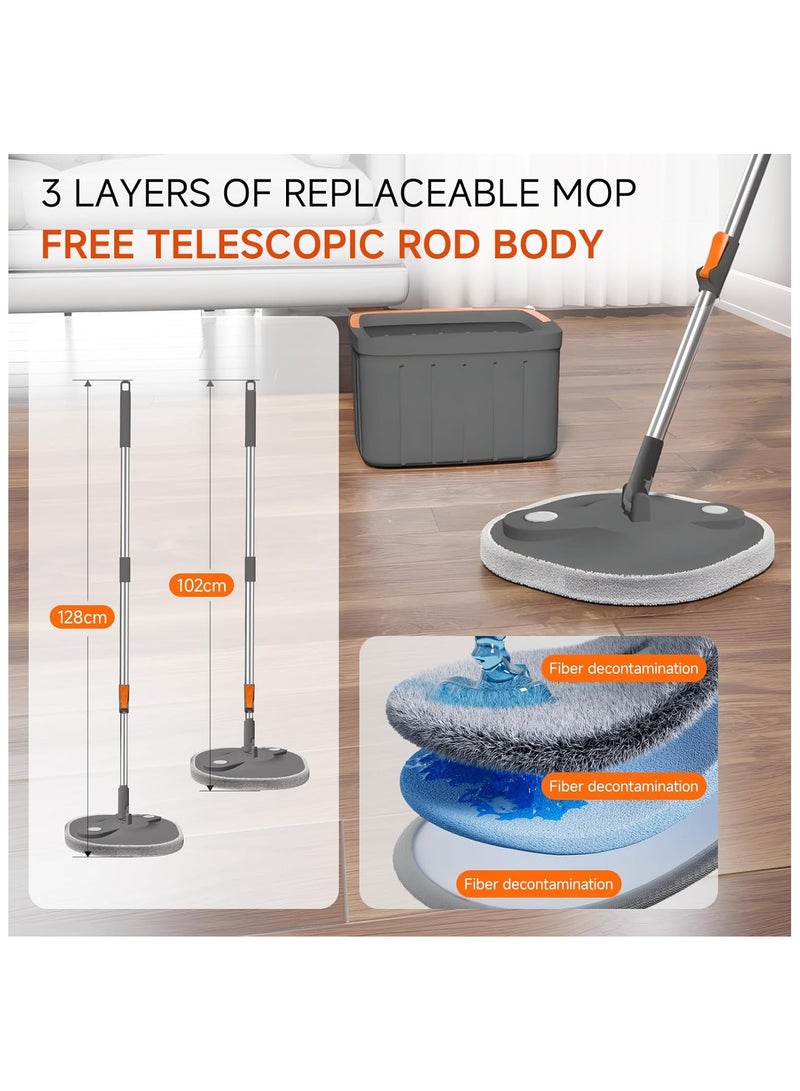 Spin Mop Set with Self Separating Sewage And Clean Water System, 360 ° Rotating Bucket Set Adjustable Versatile Handle Equipped With 4replacement Washable Microfiber Mop Head - Image 5